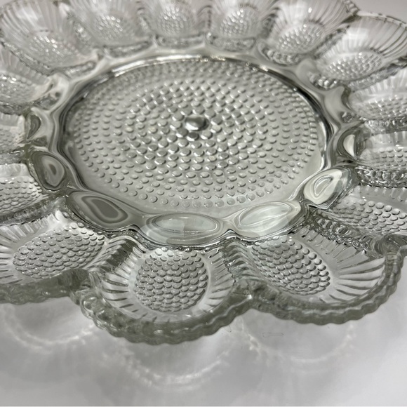 Hobnail Clear Glass Deviled Egg Serving Dish - Picture 6 of 8